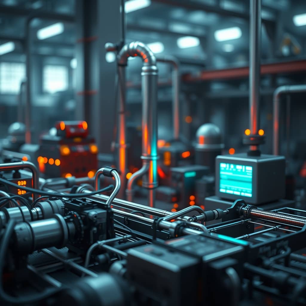 AI and industry. A machine in a factory