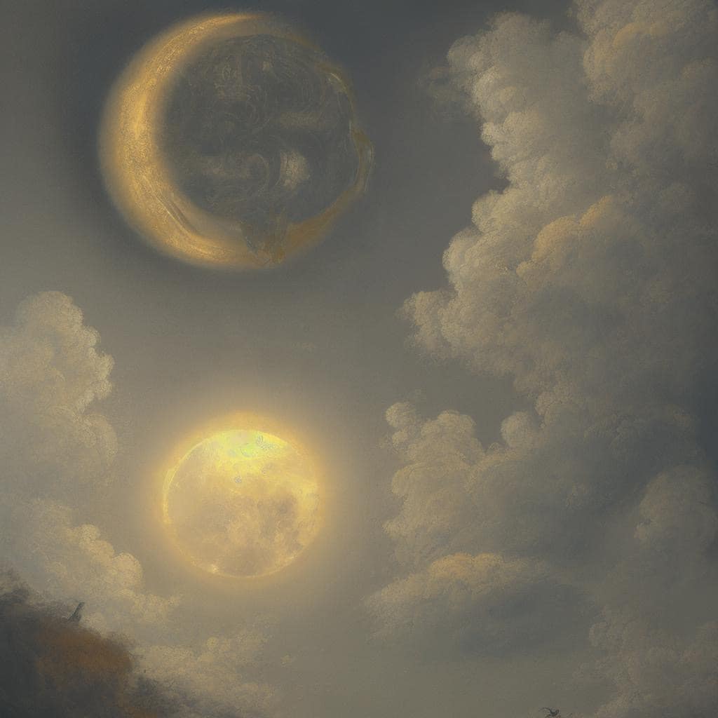 AI Art Gallery Rembrandt Van Rijn. Sun and moon