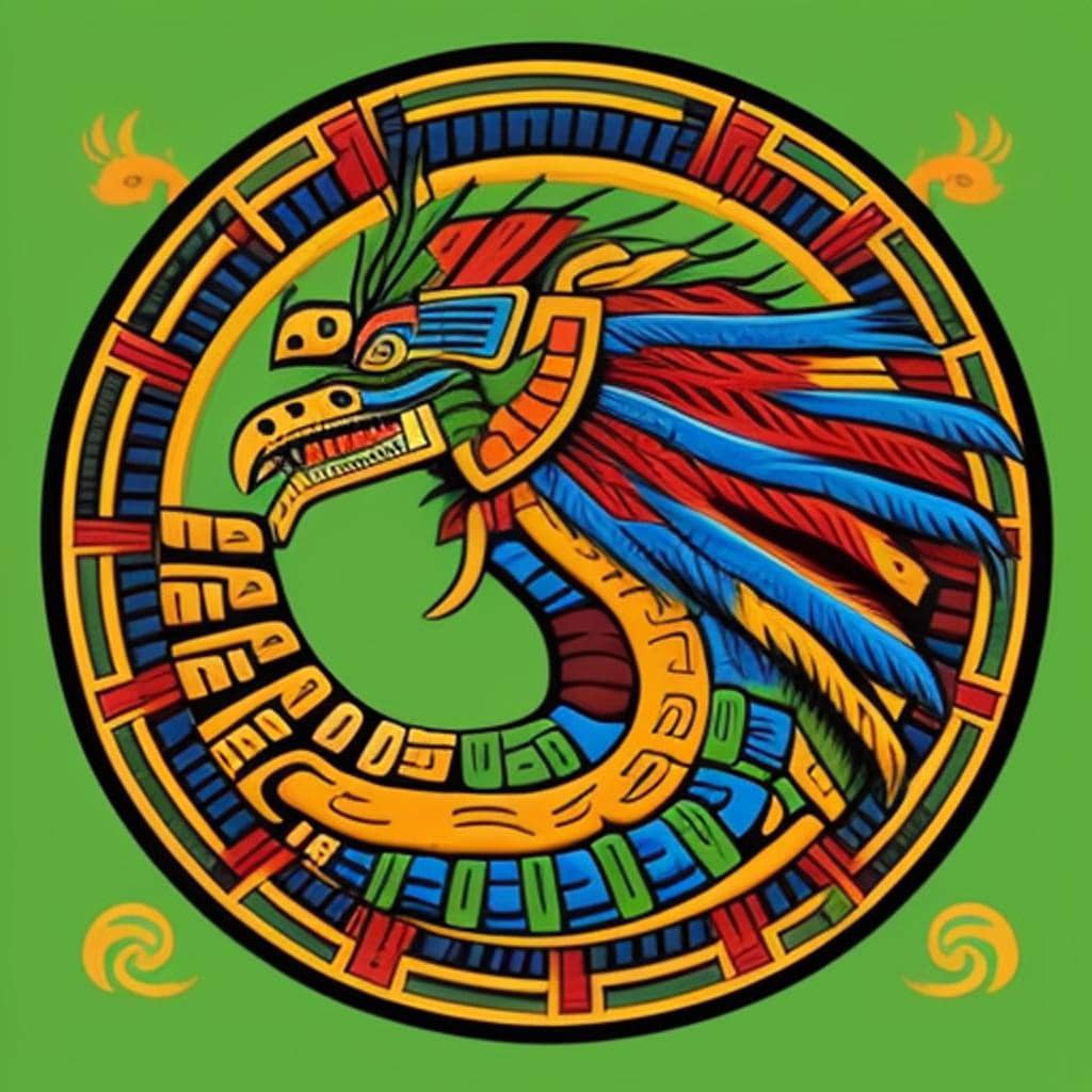 The Feathered Serpent of Aztec Mythology. Quetzalcoatl. God of wind and learning, Bringer of maize