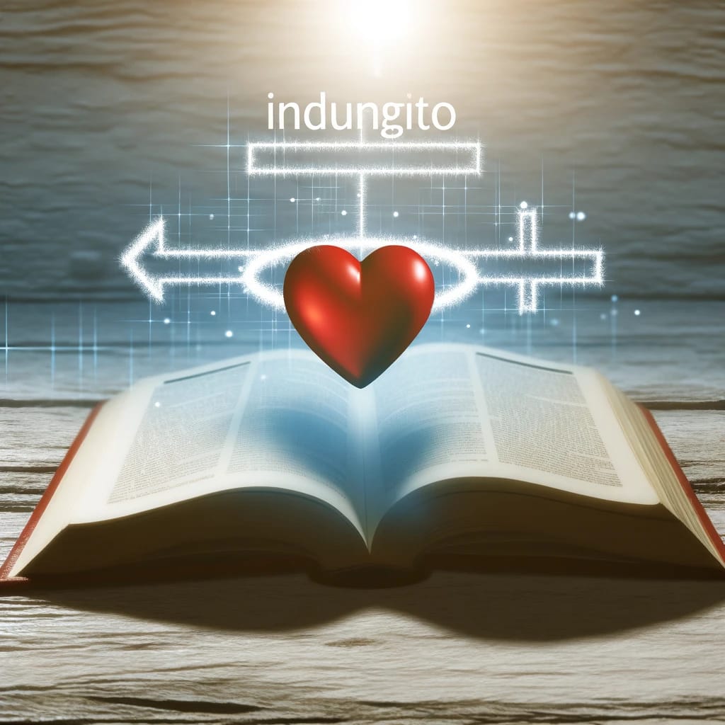 Understanding: A heart connected to an open book, symbolizing deep insight and comprehension of faith.