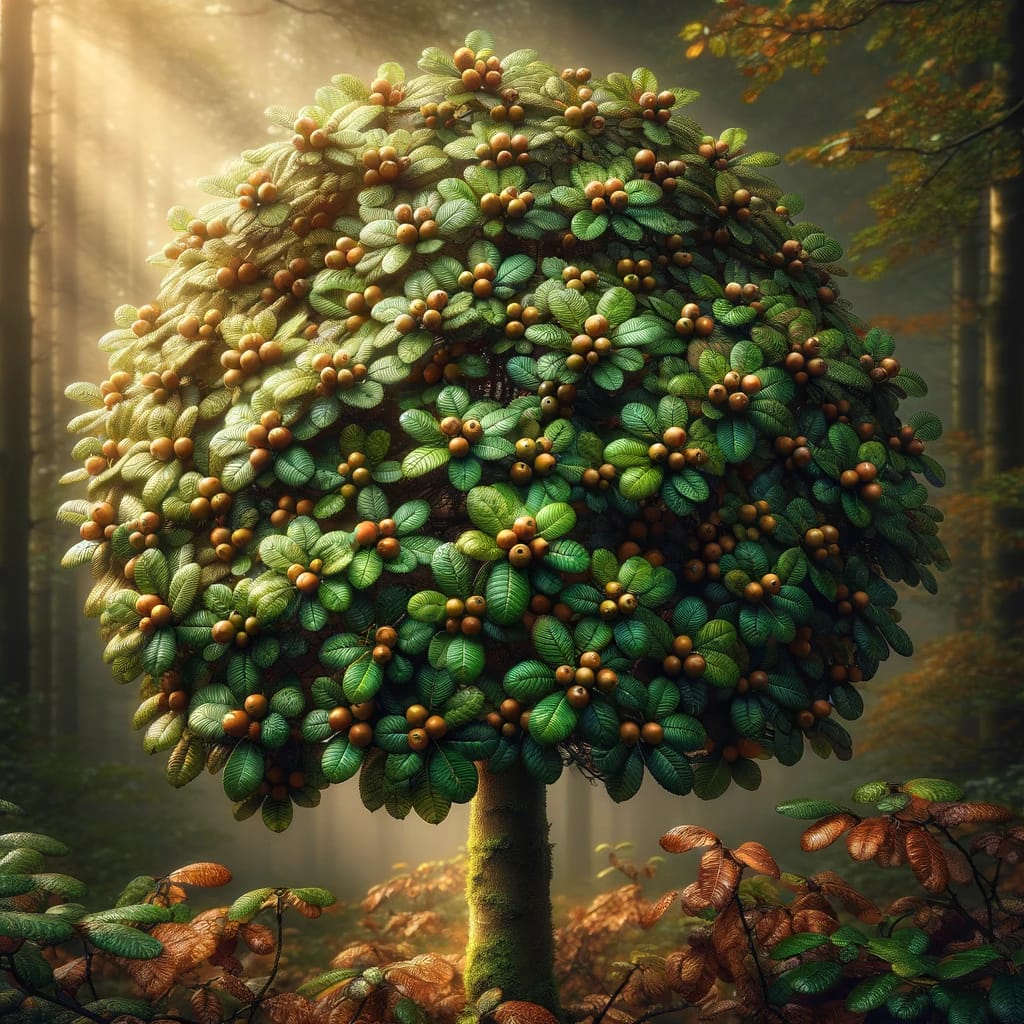 Pirrewitje ondekt een mooie groene hulstboom
