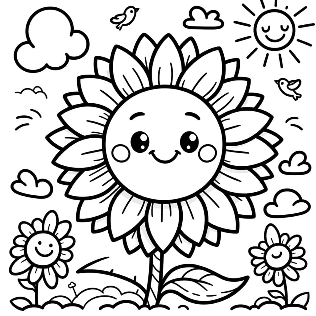 5 kleurplaatjes met lentebloemen