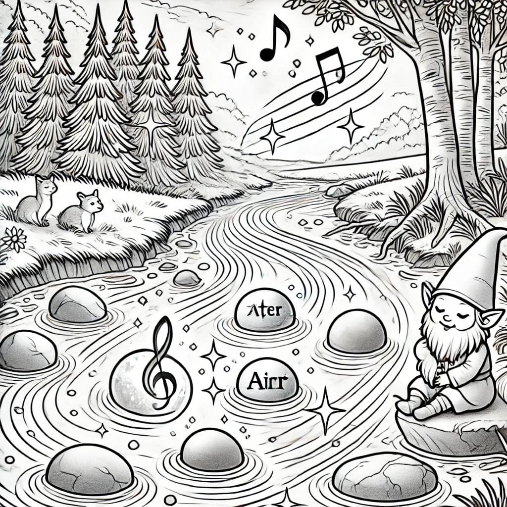 Kleurplaatje voor de musicale steentjes