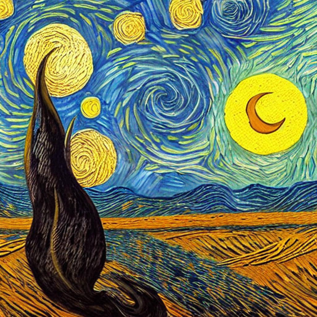 AI Art Gallery Van Gogh Sun and Moon