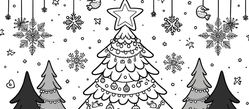 Kleurplaat van een prachtige kerstboom