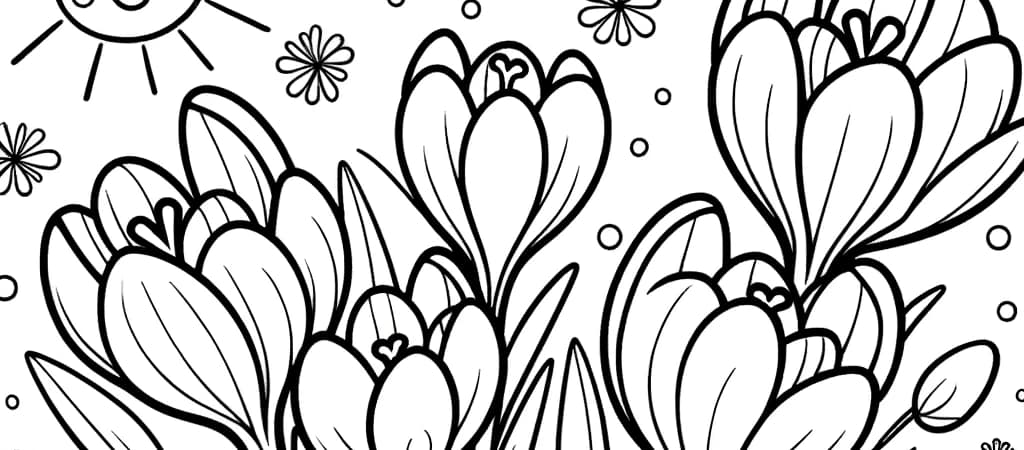 5 kleurplaatjes met lentebloemen