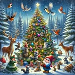 Pirrewitje en zijn vriendjes die de kerstboom versieren
