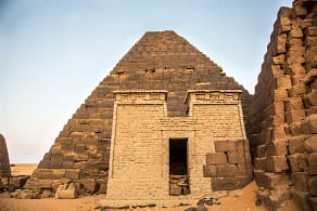 ancient Meroe pyramids in a desert in Sudan