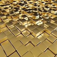 reflective gold cubes.