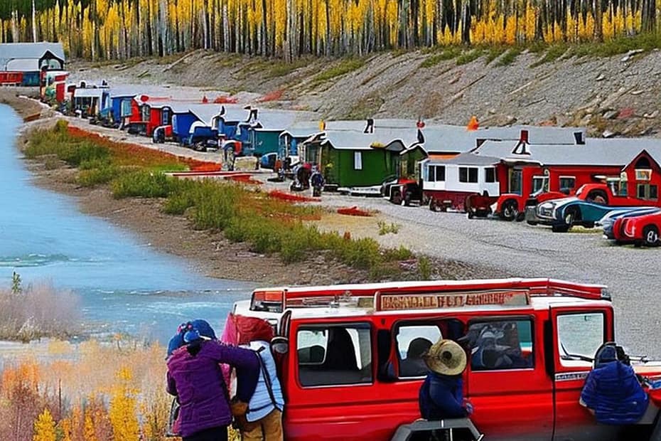 Tourist tour for Yukon, Canada, the land of gold rushes. Whitehorse, Dawson Ciry, Kluane National Park, Haines Junction, Dempster Highway, Rombstone National Park, Skagway In Alaska
