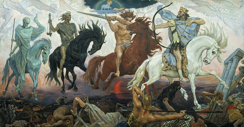 The signs of the end times. Four Horsemen of Apocalypse painted by Viktor Vasnetsov in 1887.