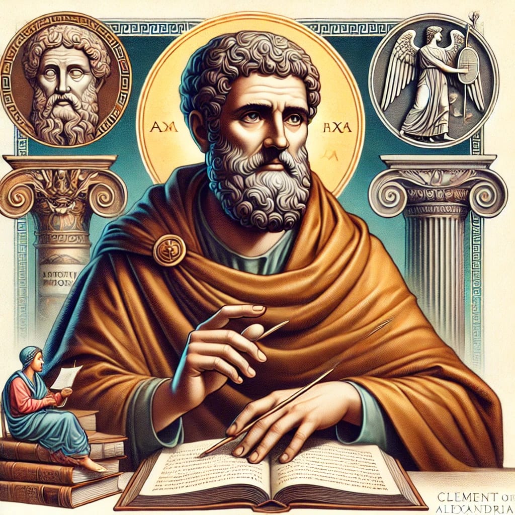 Clement of Alexandria, depicted as an early Christian apologist and philosopher