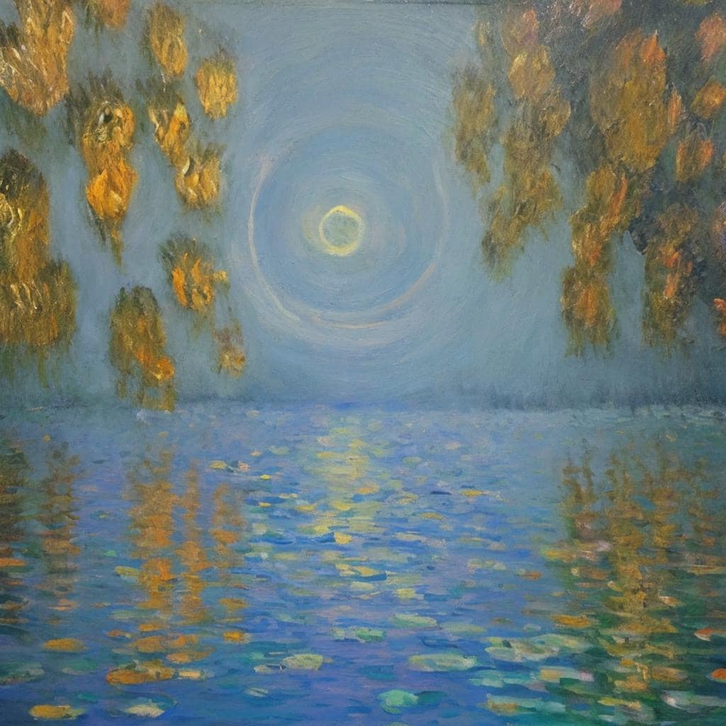 AI Art Gallery Claude Monet -Sun and Moon. 