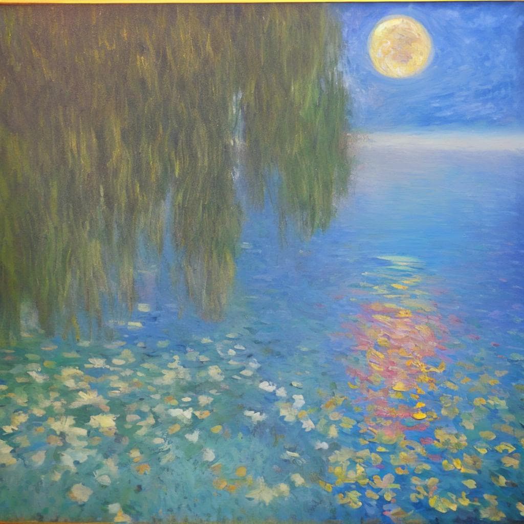 AI Art Gallery Claude Monet -Sun and Moon. 
