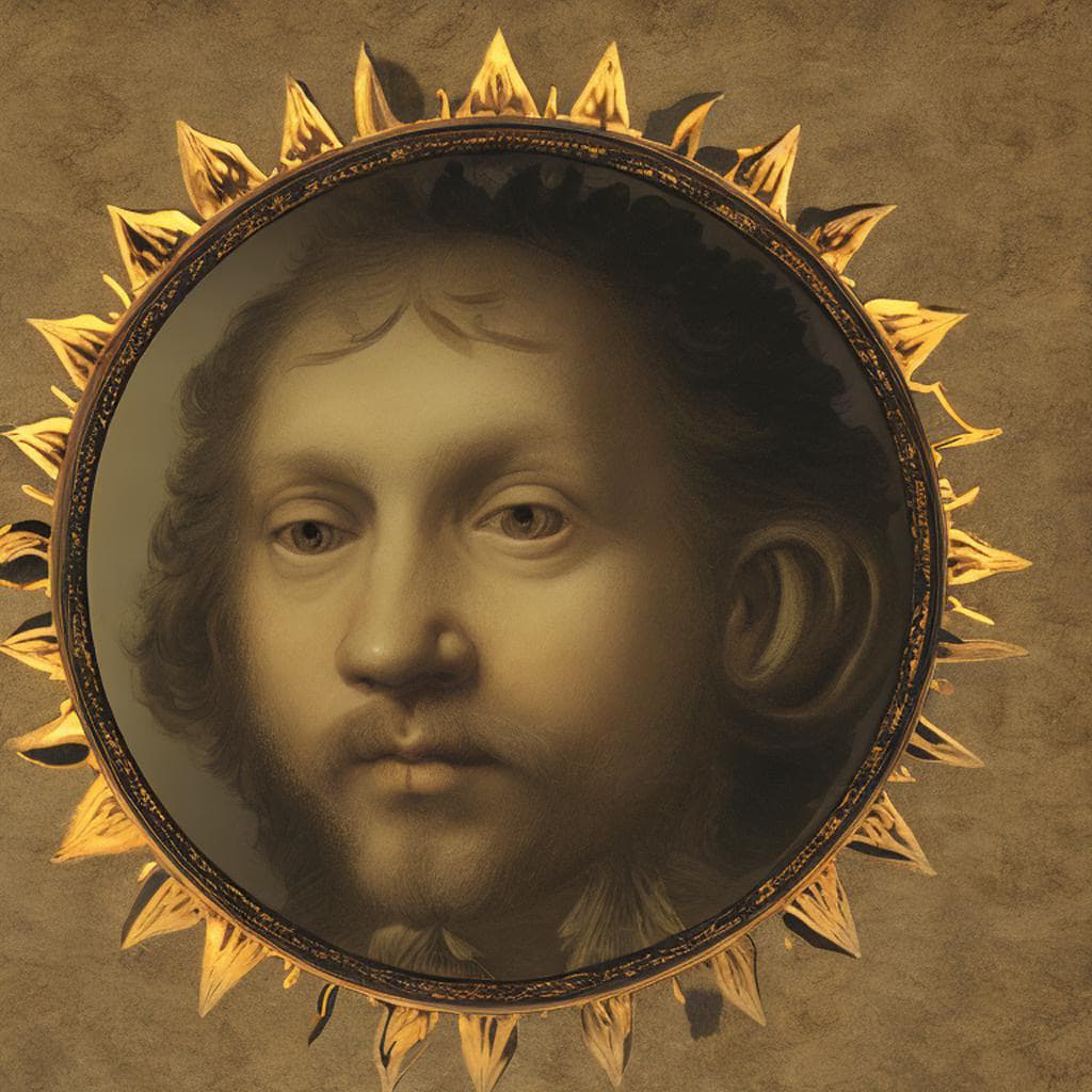 AI Art Gallery Rembrandt Van Rijn. Sun and moon