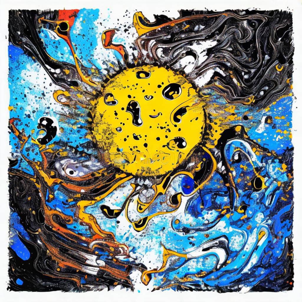 AI Art Gallery Jackson Pollock. Sun and moon.